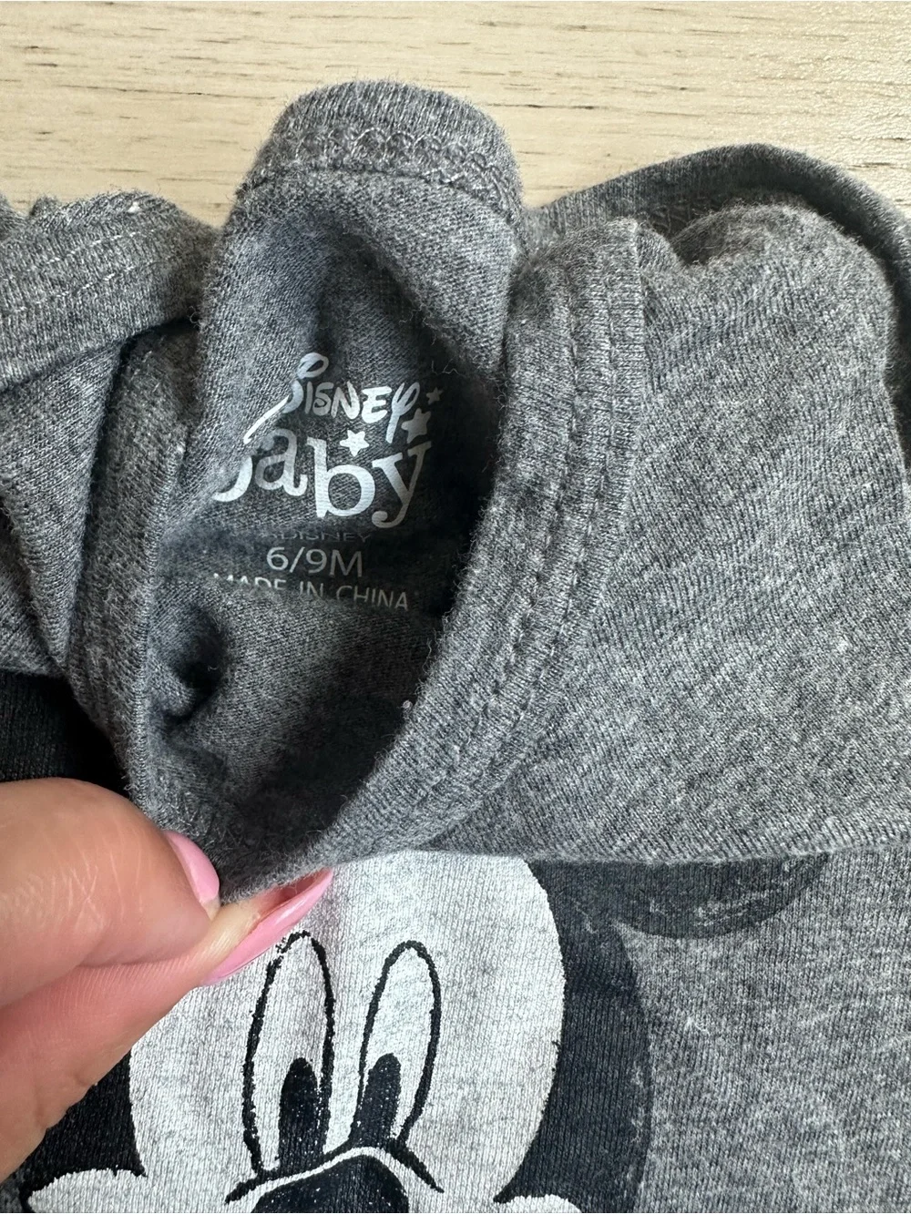 Disney Gray Mickey Pocket Baby One-Piece